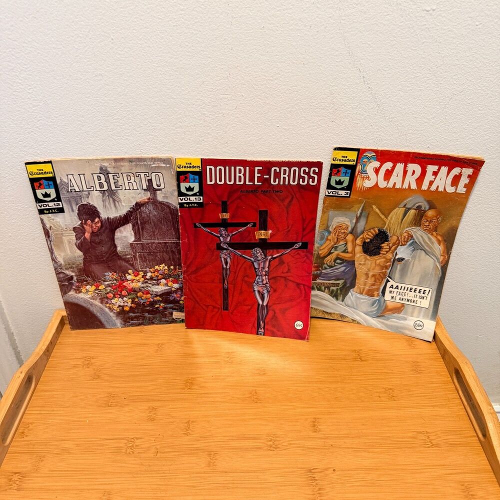 Jack Chick Crusaders Comics Lot Scar Face Alberto Double Cross 1974 1979 1981
